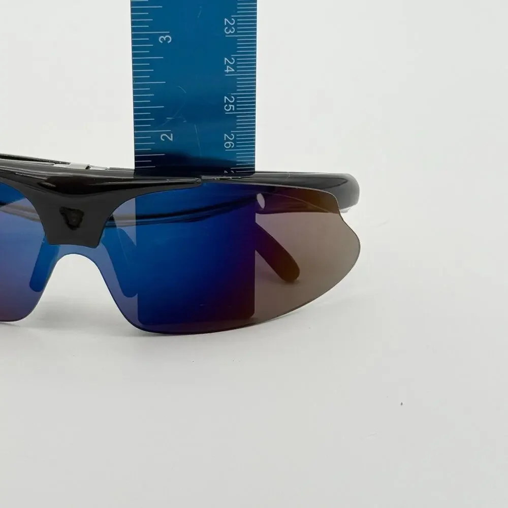 Franklin MLB Black Deluxe Flip-Up Sunglasses Blue Mirror Baseball Softball